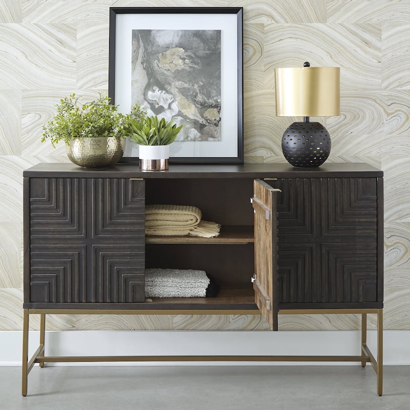 Elinmore Brown/Gold Accent Cabinet - 58"W x 16"D x 37"H