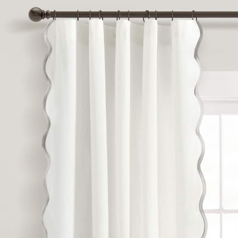 Lush Decor Coastal Chic Scallop Edge Window Curtain Panels - 84" x 52" - Gray/White