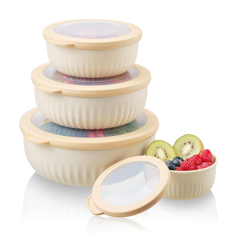 4-Pack BPA-Free Plastic Nesting, Stackable Food Storage Containers with Tight-Seal Lids - 8.7" D x 3.4" H
