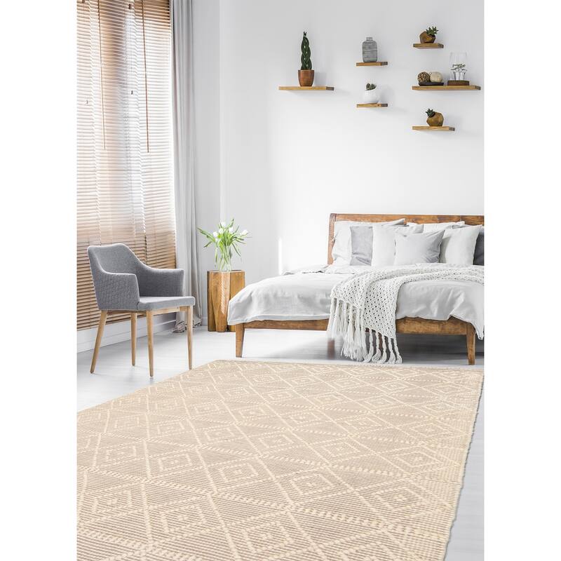 ECARPETGALLERY Braid weave Sienna Cream Wool Rug - 5'0 x 8'0