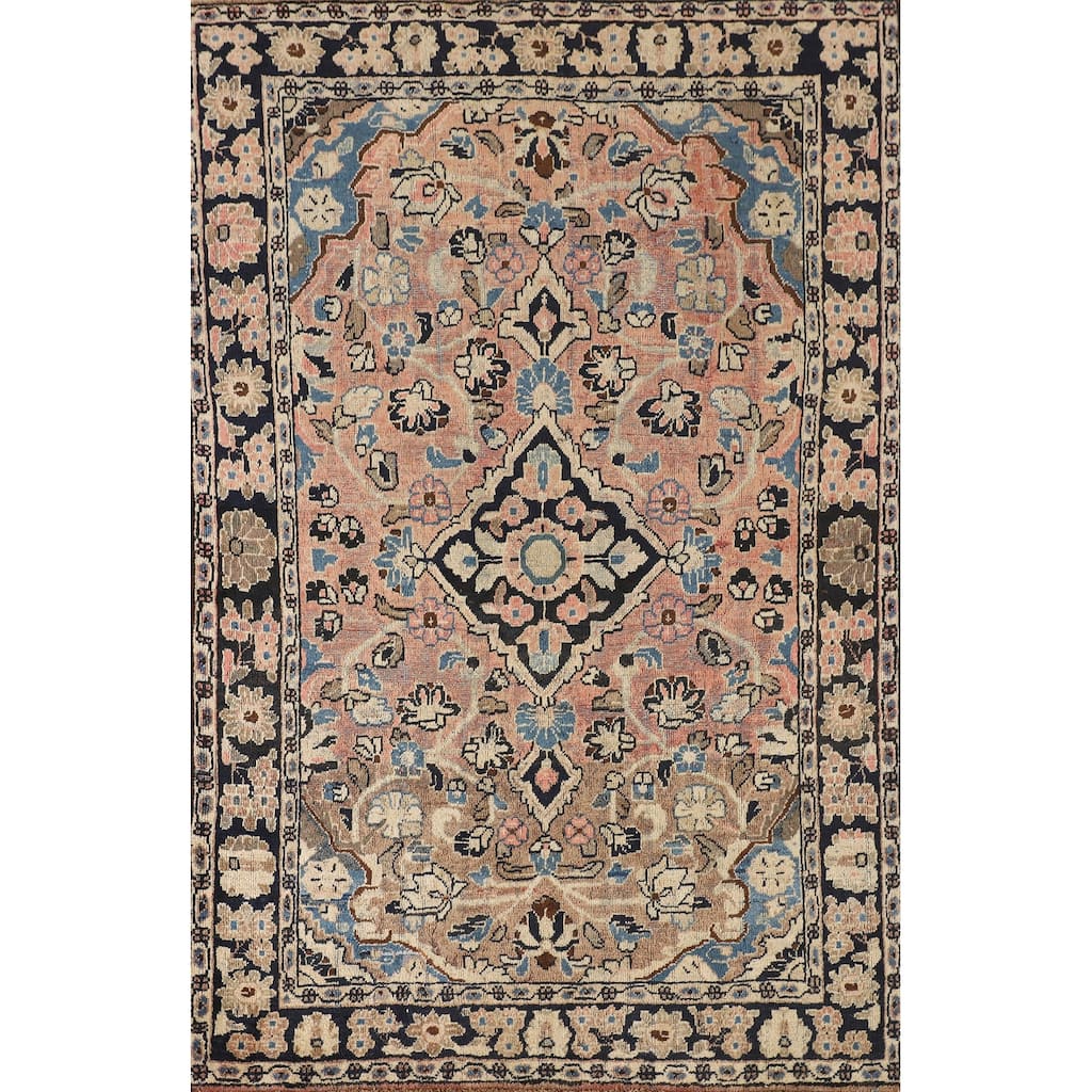 Floral Mahal Persian Antique Area Rug Handmade Wool Carpet - 4'1"x 6'5"