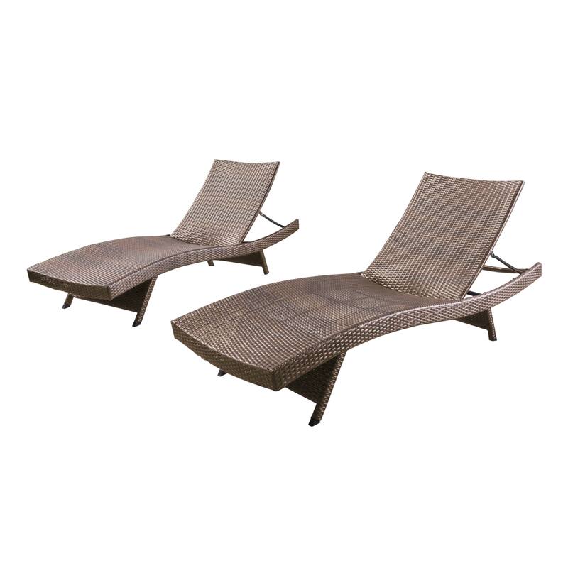 Roomfitters Outdoor Wicker Chaise Lounge Set, Adjustable Reclining Patio Loungers, Weather-Resistant Rattan