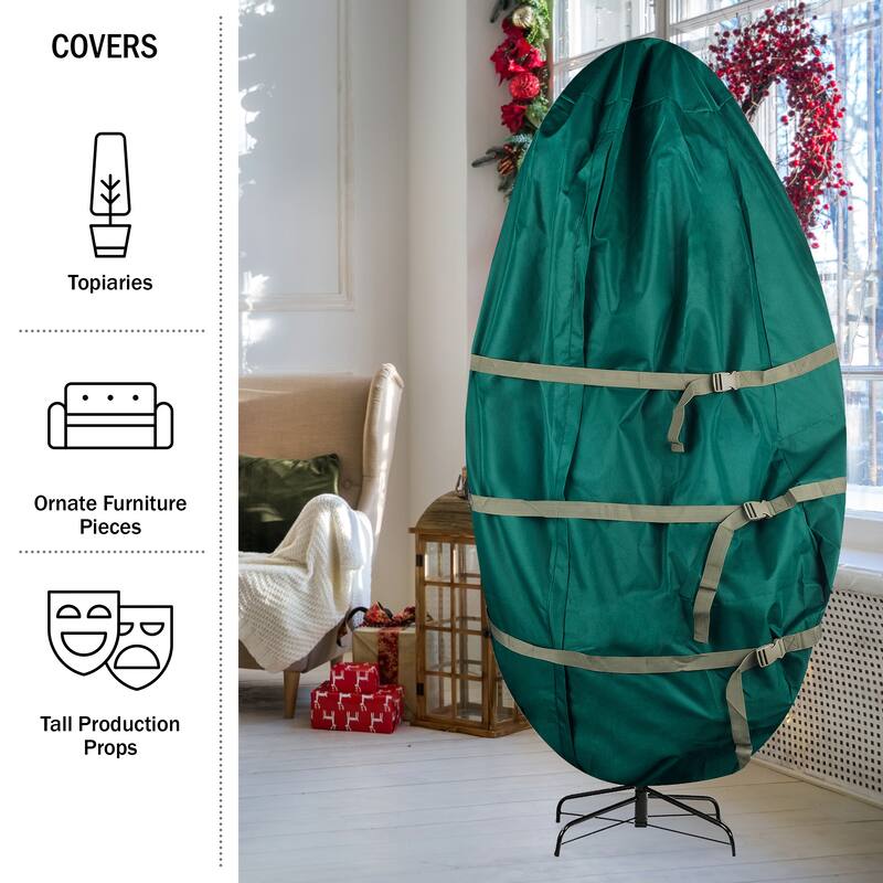 Christmas Tree Storage Bag - Upright Zippered Canvas Cover for 9-Foot Artificial Trees by Tiny Tim Totes (Green)