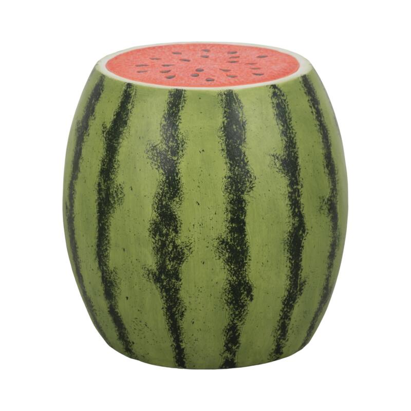 Resin Textured Watermelon Garden Stool - Green, 17"