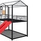 preview thumbnail 10 of 11, Twin Over Twin Metal Bunk Bed ,Metal Housebed With Slide,Three Colors Available.(Black with Red Slide)