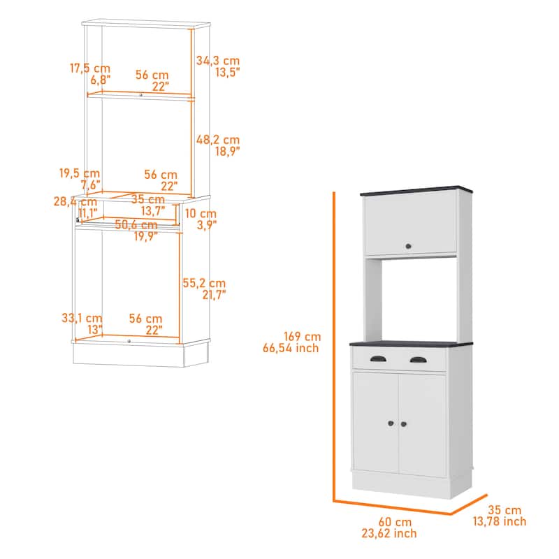 White 2-Cabinet Kitchen Pantry