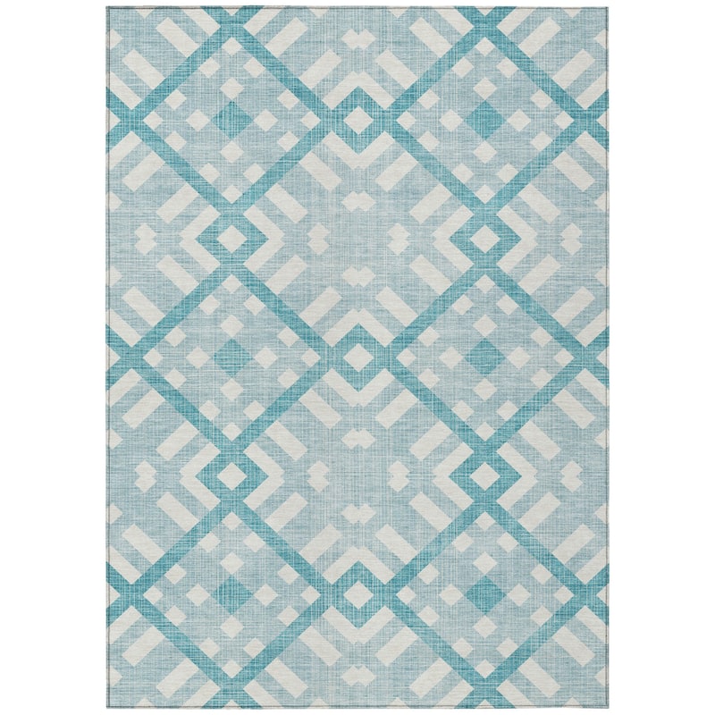 HomeRoots Geometric Transitional Rectangle Outdoor Rug