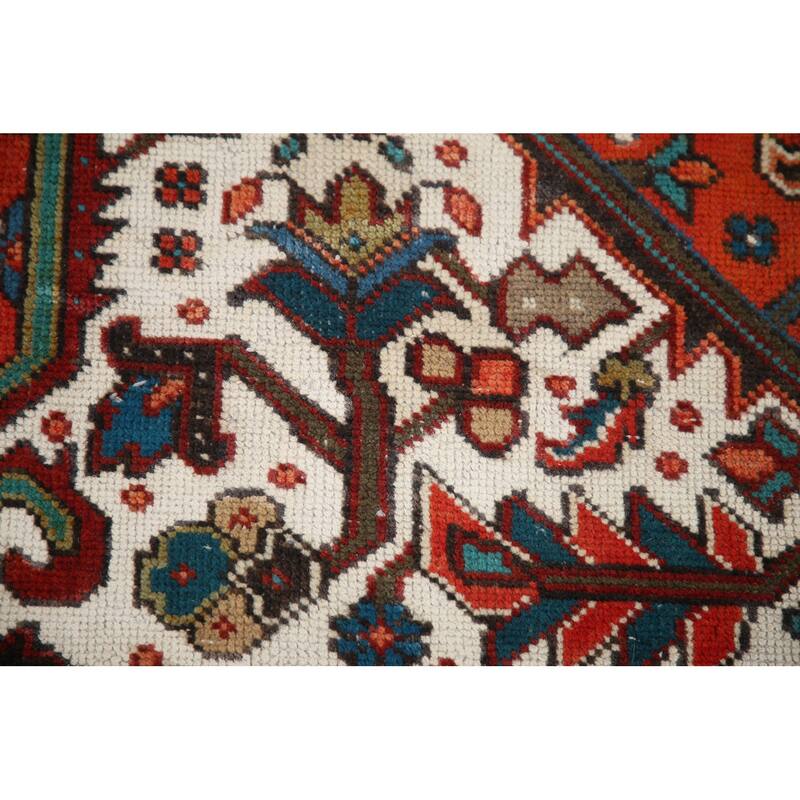 Hand Knotted Oriental 100% Wool Carpet Traditional Medallion Red Heriz Area Rug - 10' 7'' X 7' 2''