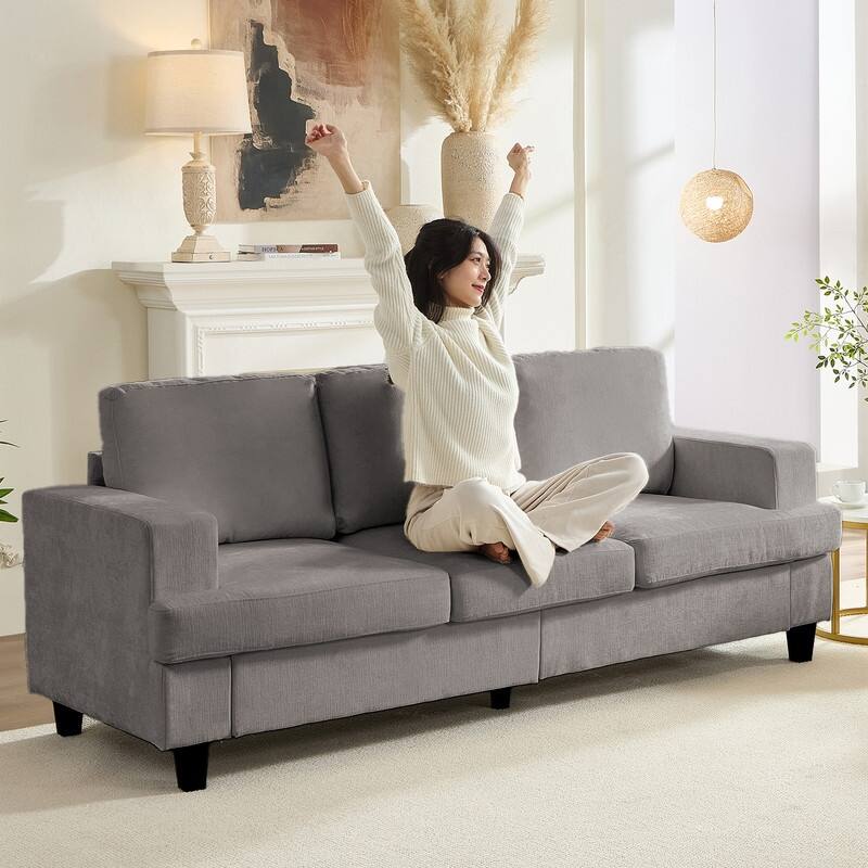 Mixoy W82" Chenille Straight Sectional Sofa,Cloud Sleeper Comfy Upholstered 3-Seater Sofa Couch