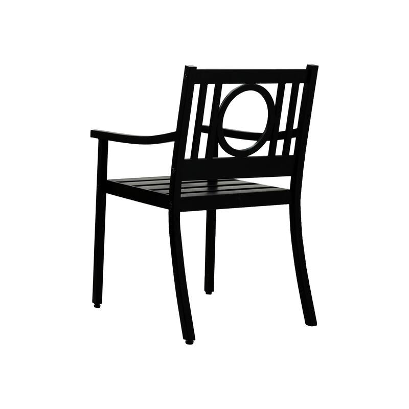 24" Black Steel Geo Back Outdoor Arm Chair