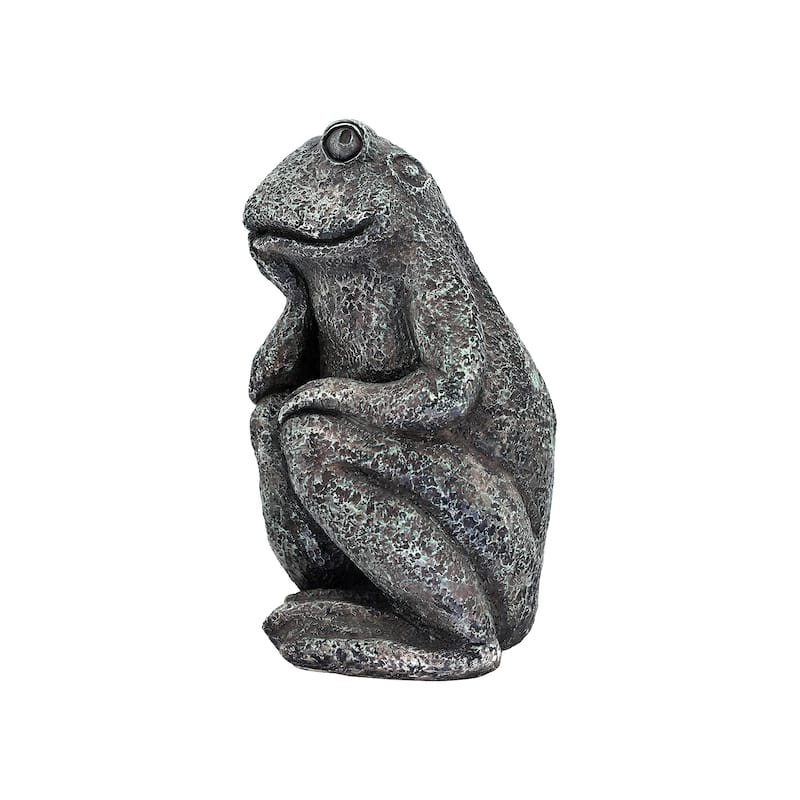 Thinking Frog Outdoor Garden Statue - 10.25"