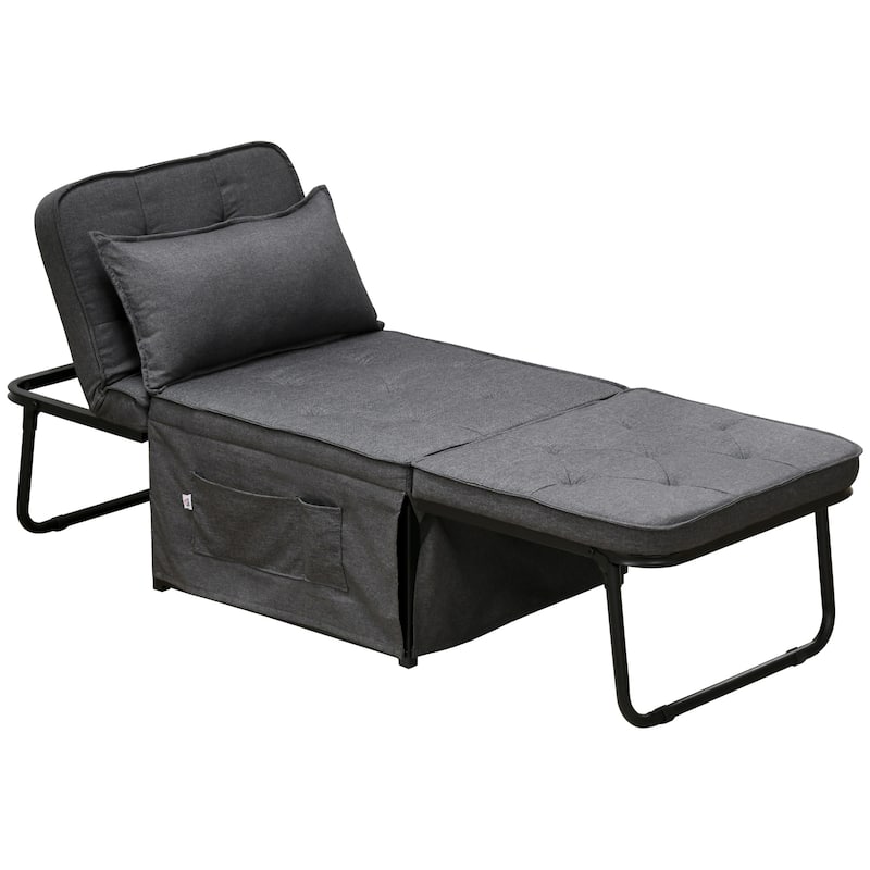 HOMCOM Ottoman Sofa Bed, 4 in 1 Multi-Function Button Tufted Folding Sleeper Chair Bed with Adjustable Backrest, Black