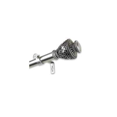 Single Curtain Rod Antique Style, Adjustable 160-240 Inch, Satin Nickel Finish, Window Treatment Hardware - M