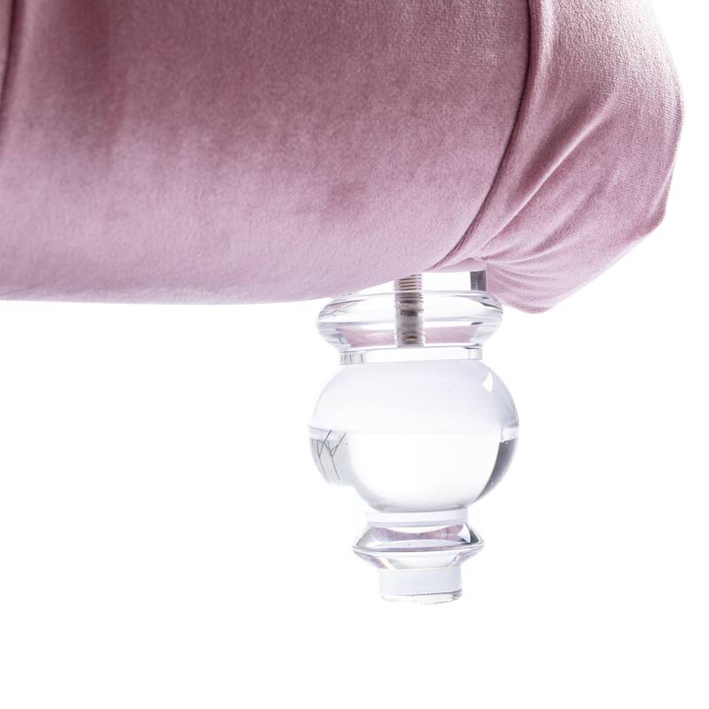 Velvet Tufted Chaise Lounge Chair Ergonomic S Shape Recliner with Pillow, Nailhead Trim and Acrylic Legs for Indoor Use