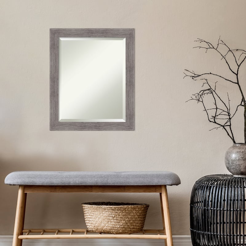 Beveled Wall Mirror - Pinstripe Plank Grey Narrow Frame - Pinstripe Plank Grey Narrow