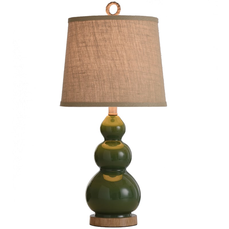 StyleCraft Nautical Table Lamp - Green Finish - Tan Burlap Shade