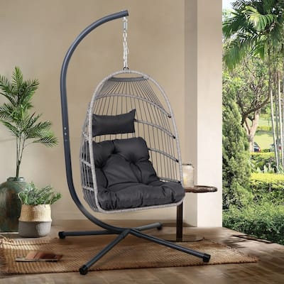 Hanging Egg Chair with Stand - Patio Swing Seat, Space-Saving Design