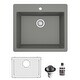 preview thumbnail 53 of 58, Karran Top Mount 25 in. Single Bowl Quartz Kitchen Sink Kit Grey