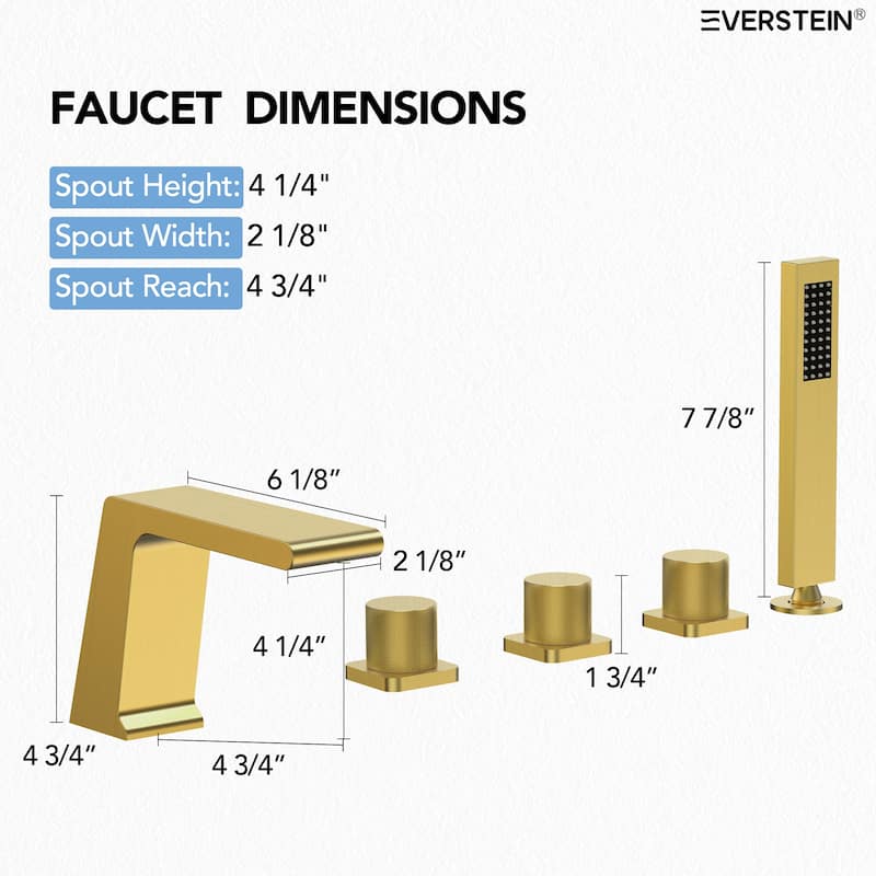 Roman Tub Faucet with Handheld Shower 3-Handle Deck Mount Bathtub Faucet Set