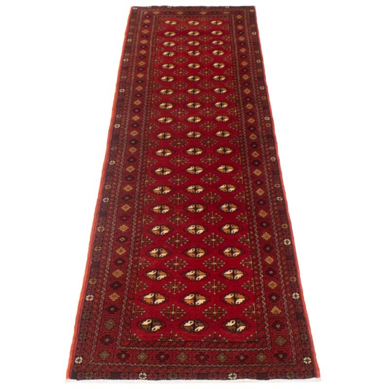 ECARPETGALLERY Hand-knotted Baluch Red Wool Rug - 2'6 x 9'6