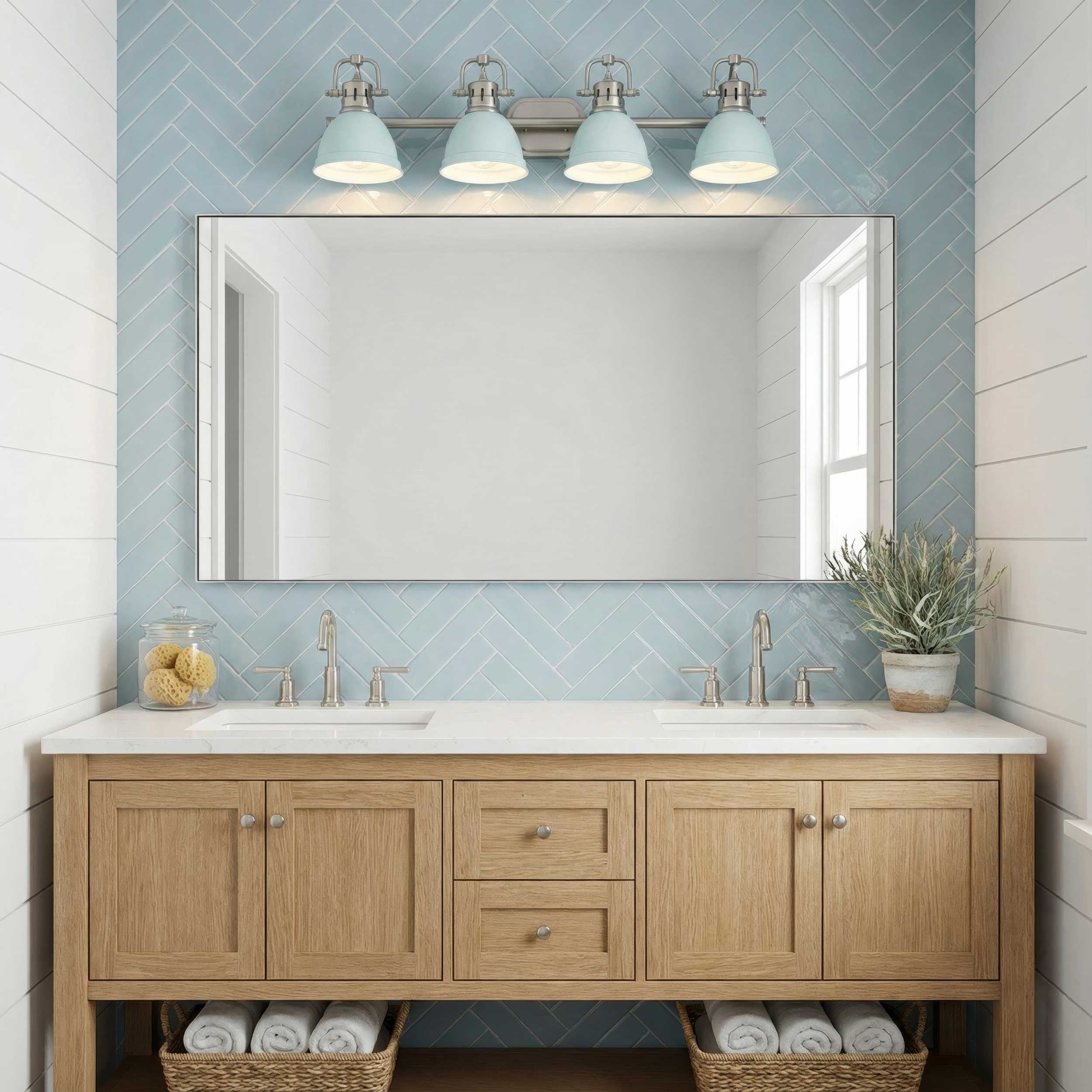 Golden Lighting Duncan 4-Light Vanity Light - Pewter - Seafoam