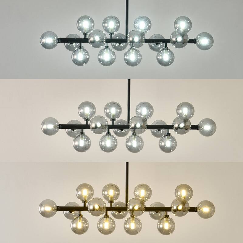 Modern Linear Chandelier 16-Light Sputnik Glass Globe Chandelier Mid Century - 38inch