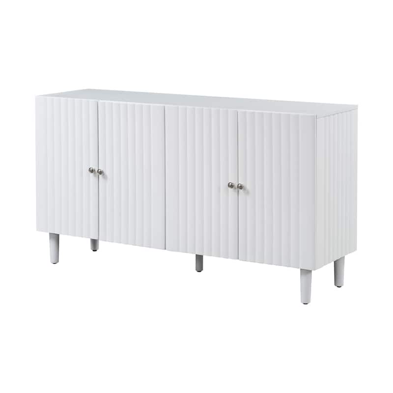 Homy Casa Modern Black Sideboard with Wavy Doors, Adjustable Shelves