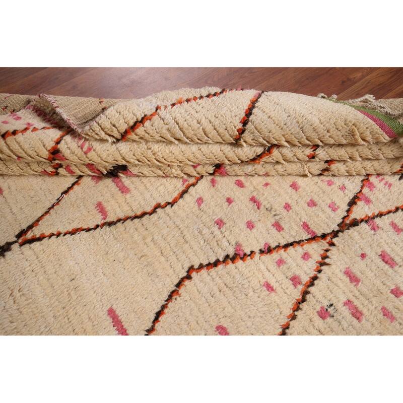 Tribal Plush Moroccan Area Rug Hand-Knotted Wool Carpet - 6'5" x 9'10"