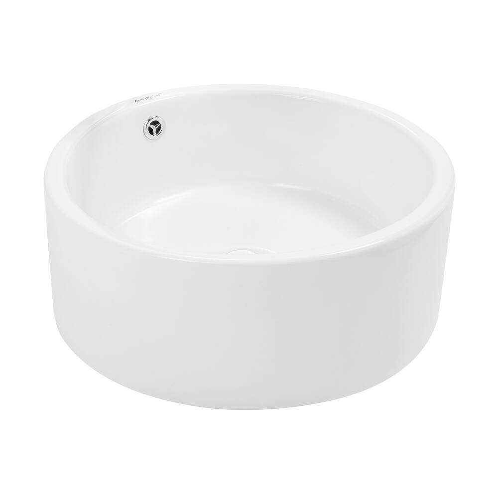 Trocadero Round Ceramic Bathroom Vessel Sink In White - 16.55" x 16.55" 6.3"