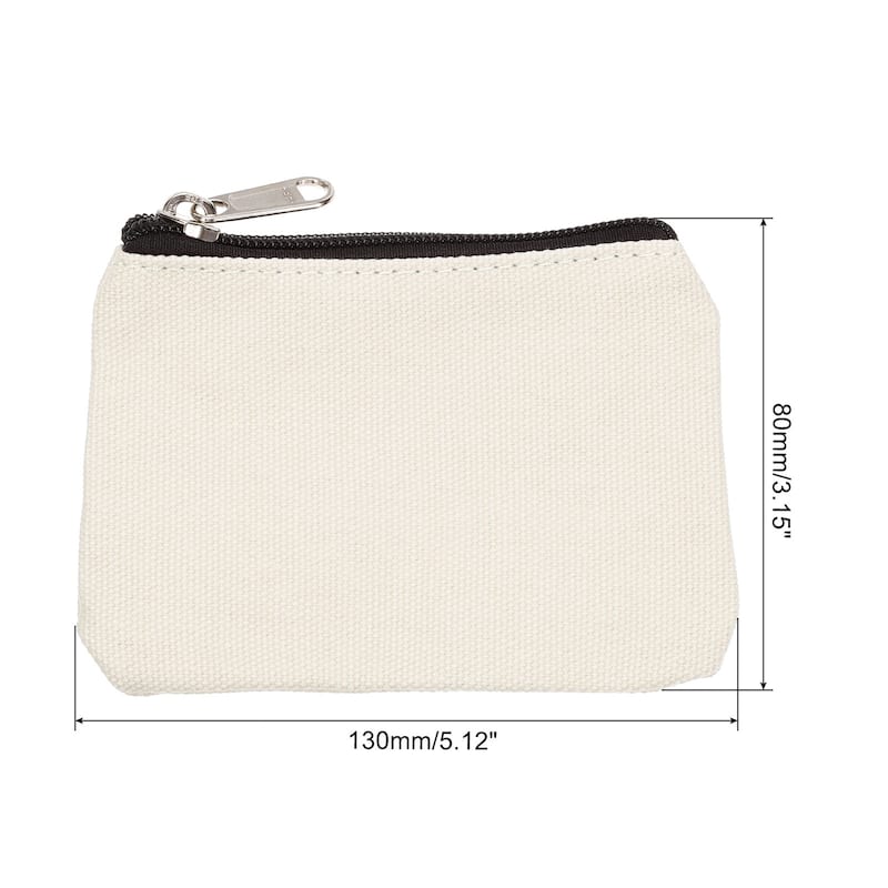 Coin Purse Pouch, Change Purses Small Organizer Bags Zipper 3" x 5" - White