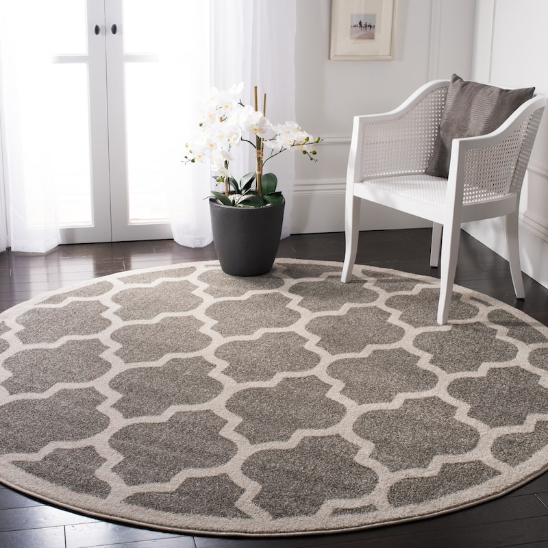 SAFAVIEH Amherst Radovinka Modern Rug - 7' Round - Dark Grey/Beige