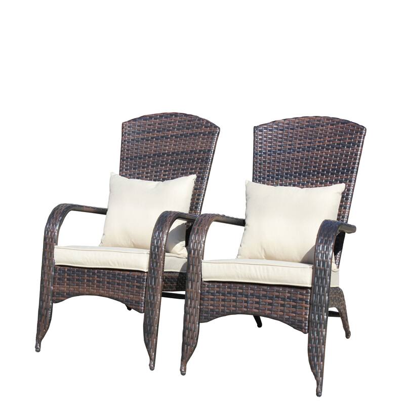 2 PCS Patio Wicker Chair with Cushions and Legs