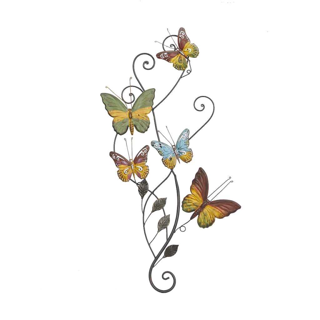 Metal Butterfly Indoor Outdoor Home Wall Decor with Scroll Details - Multi Colored - Roche River Decor