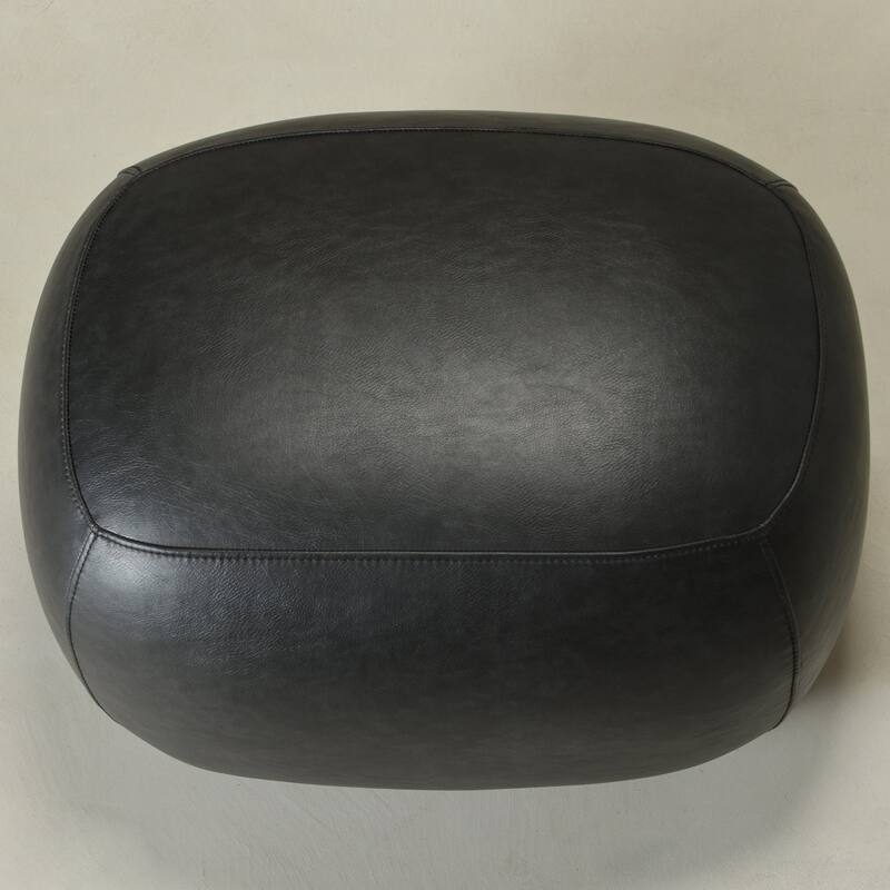 KINWELL 23" Wide Faux Leather Upholstered Ottoman Footrest, PU Entryway Footstool