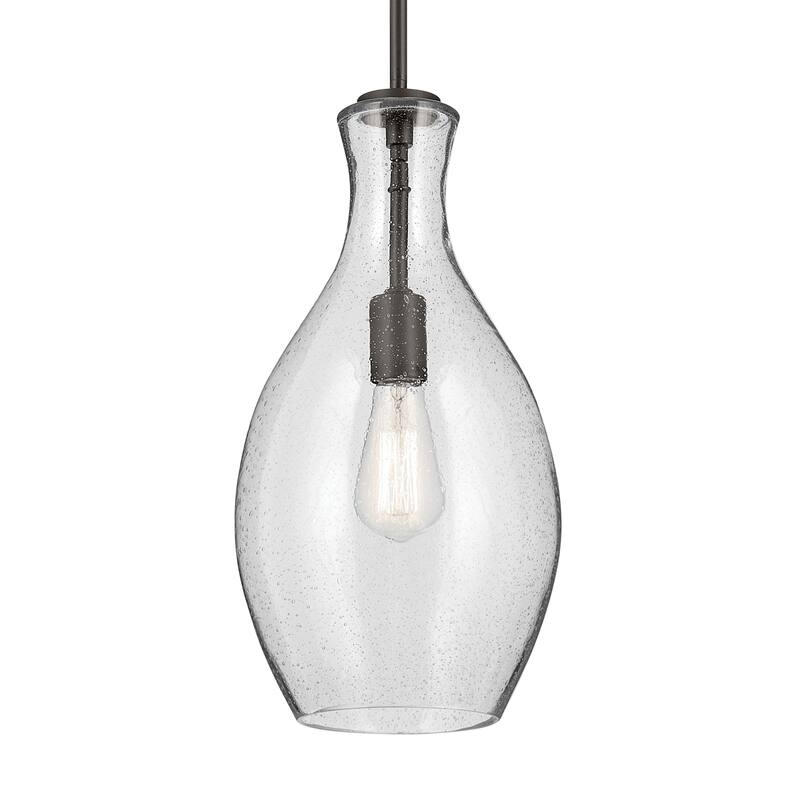 Kichler Lighting Everly 1-Light Bell Pendant Light with Seeded Glass