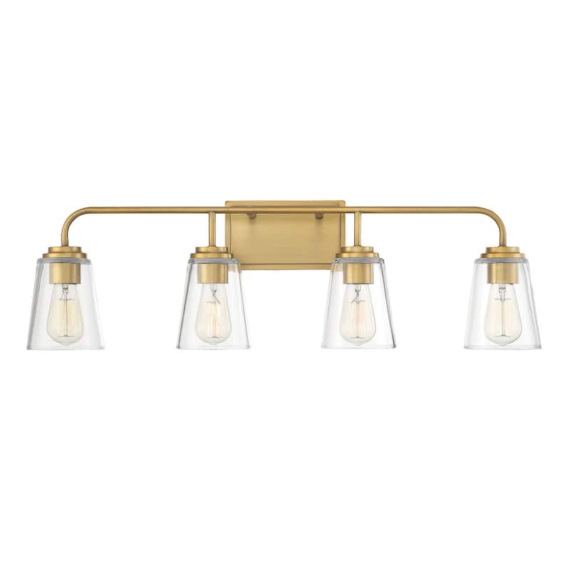 Meridian M80045 4 Light 32" Wide Bathroom Vanity Light with Tapered - Natural Brass