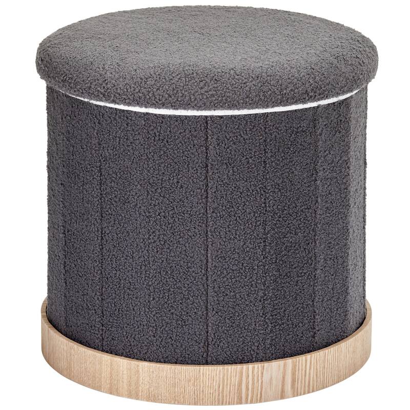 Aria Home Teddy Fabric Ottoman Coffee Table with Hidden Storage - Dark Grey