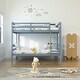 preview thumbnail 3 of 10, Grey Wood Twin Over Twin Bunk Bed with Staircase