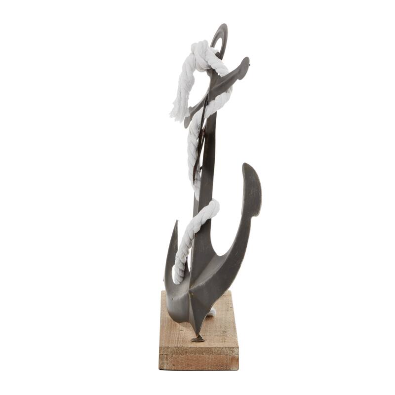 Black Metal Anchor Decorative Sculpture - 15 x 5 x 16