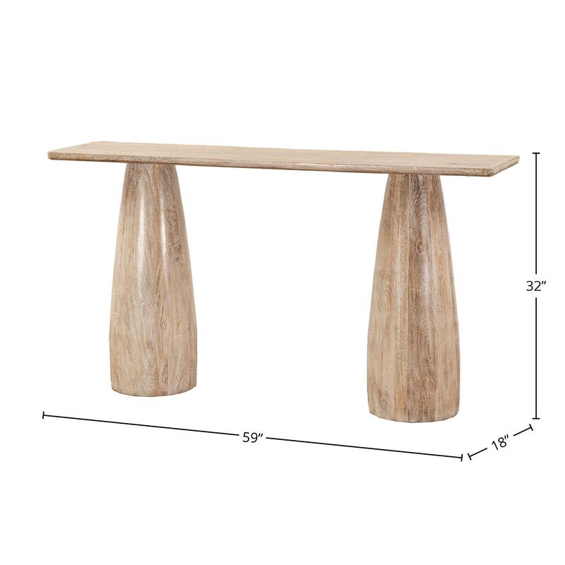 Kenzo 59" Mango Wood Console Table, Light Brown
