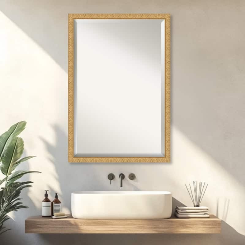 Lila Beveled Wood Framed Bathroom Vanity Wall Mirror