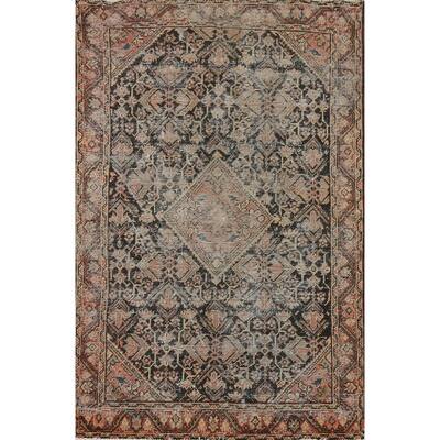 Hand Knotted Oriental 100% Wool Carpet Traditional Geometric Black Mahal Area Rug - 6' 6'' X 4' 1''