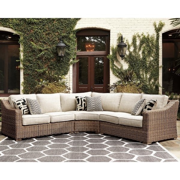 slide 2 of 11, Signature Design by Ashley Beachcroft Beige 3-piece Outdoor Sectional