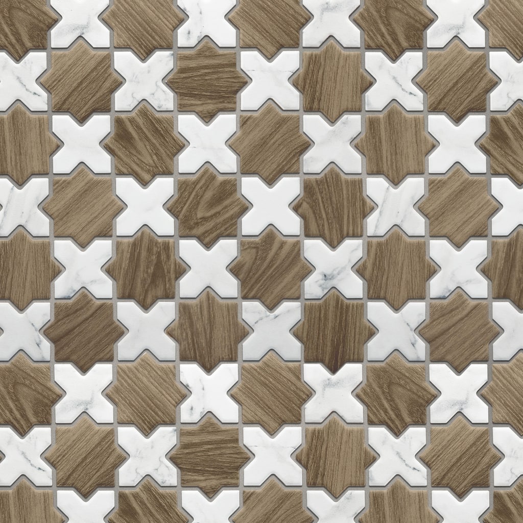 Merola Tile Llama 2" Star Noce w/Calacatta Cross 11-7/8" x 11-7/8" Porcelain Floor and Wall Tile