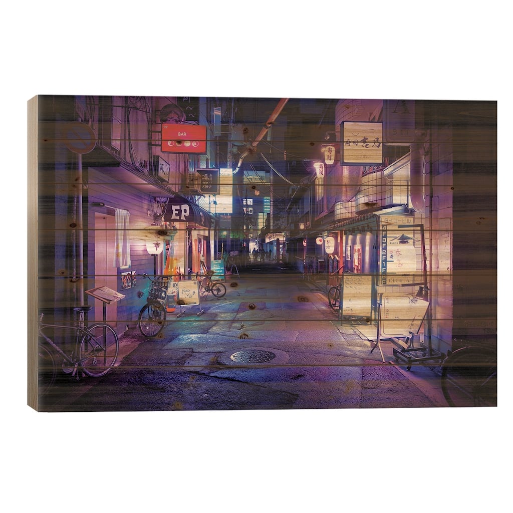 Night Bar Print On Wood by Philippe Hugonnard - Multi-Color