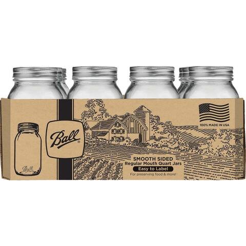 Ball Quart Regular Mouth Smooth-Sided Silver Lid Canning Jar (12-Count) - 1 Each - 1 Qt.