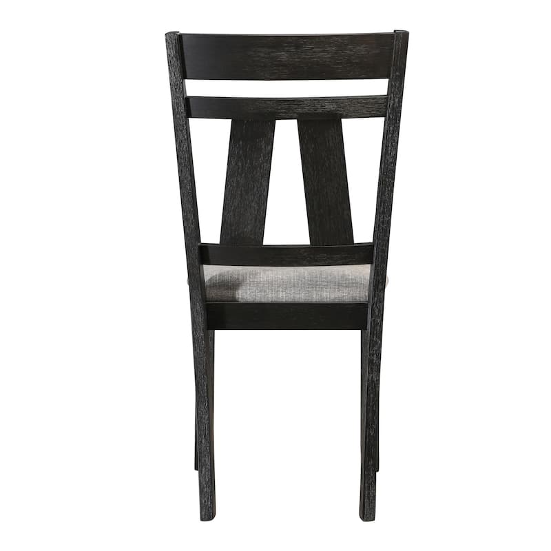 Riby Dining Chair Set of 2, Black Wood Frame, Gray Linen Seating