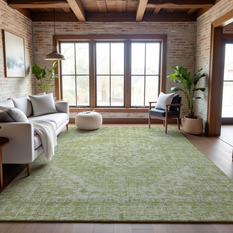 Premium Washable Super Soft Vintage Traditional Mayfield Rug - Sage - 8' x 10'
