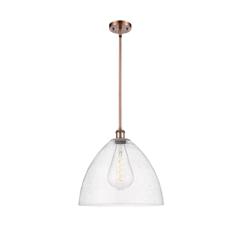Innovations Lighting Bristol Glass 1 Light 16" Pendant - Antique Copper/Seedy