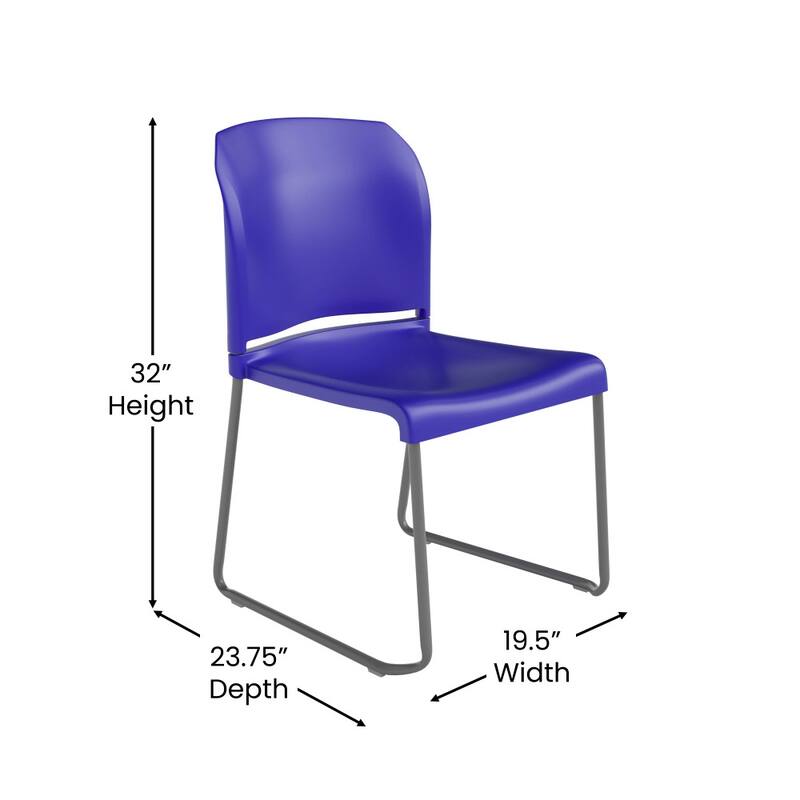 880 lb. Capacity Full Back Contoured Stack Chair with Powder Coated Sled Base